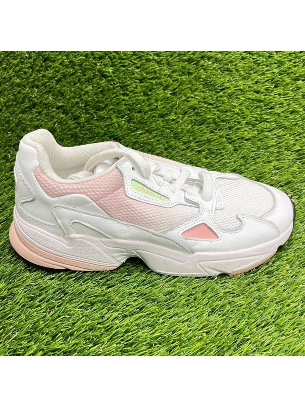Adidas Falcon Womens Size 7.5 White Pink Spirit Athletic Running Shoes Sneakers